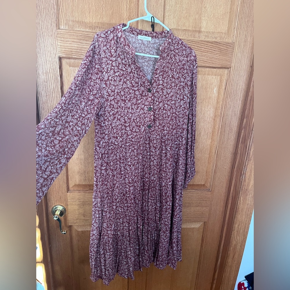 Neuflora button front Floral Long Sleeve Dress